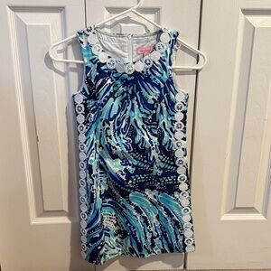Lilly Pulitzer Blue & Teal Nautical Wave Shift Dress